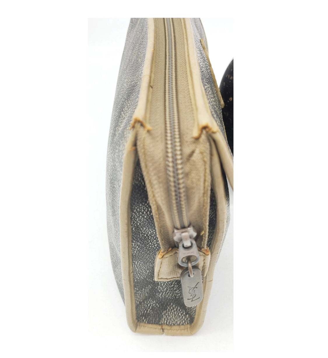Yves Saint Laurent Coated Canvas Leather Trimmed Clutch Preowned