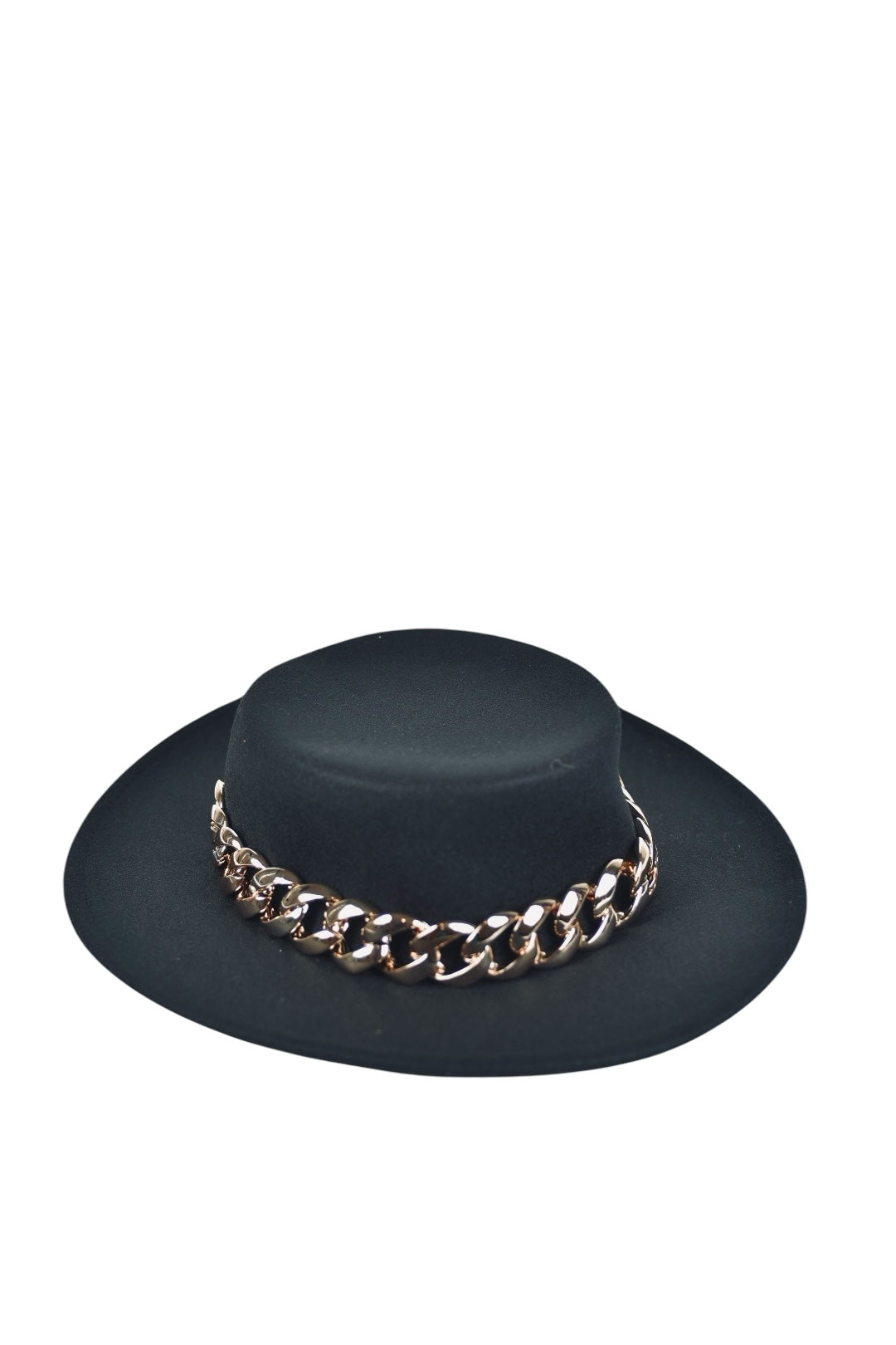 Forever 21 felt hat with Cuban link chain