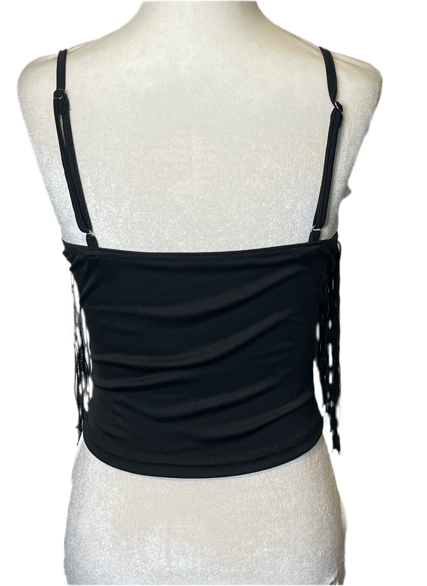 Solid Fringe Spaghetti Strap Sleeveless Cami