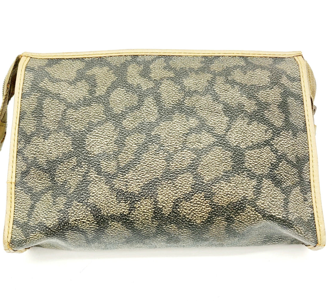 Yves Saint Laurent Coated Canvas Leather Trimmed Clutch Preowned