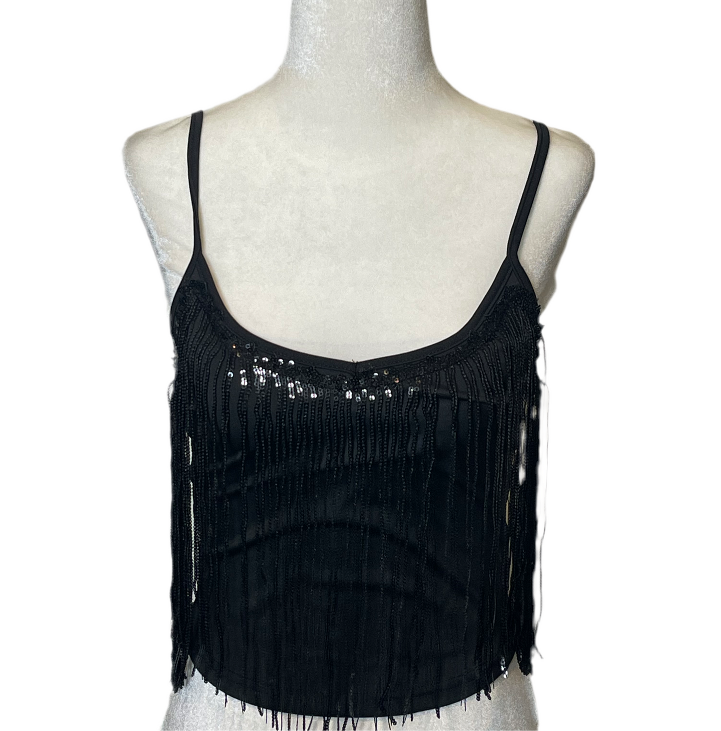 Solid Fringe Spaghetti Strap Sleeveless Cami