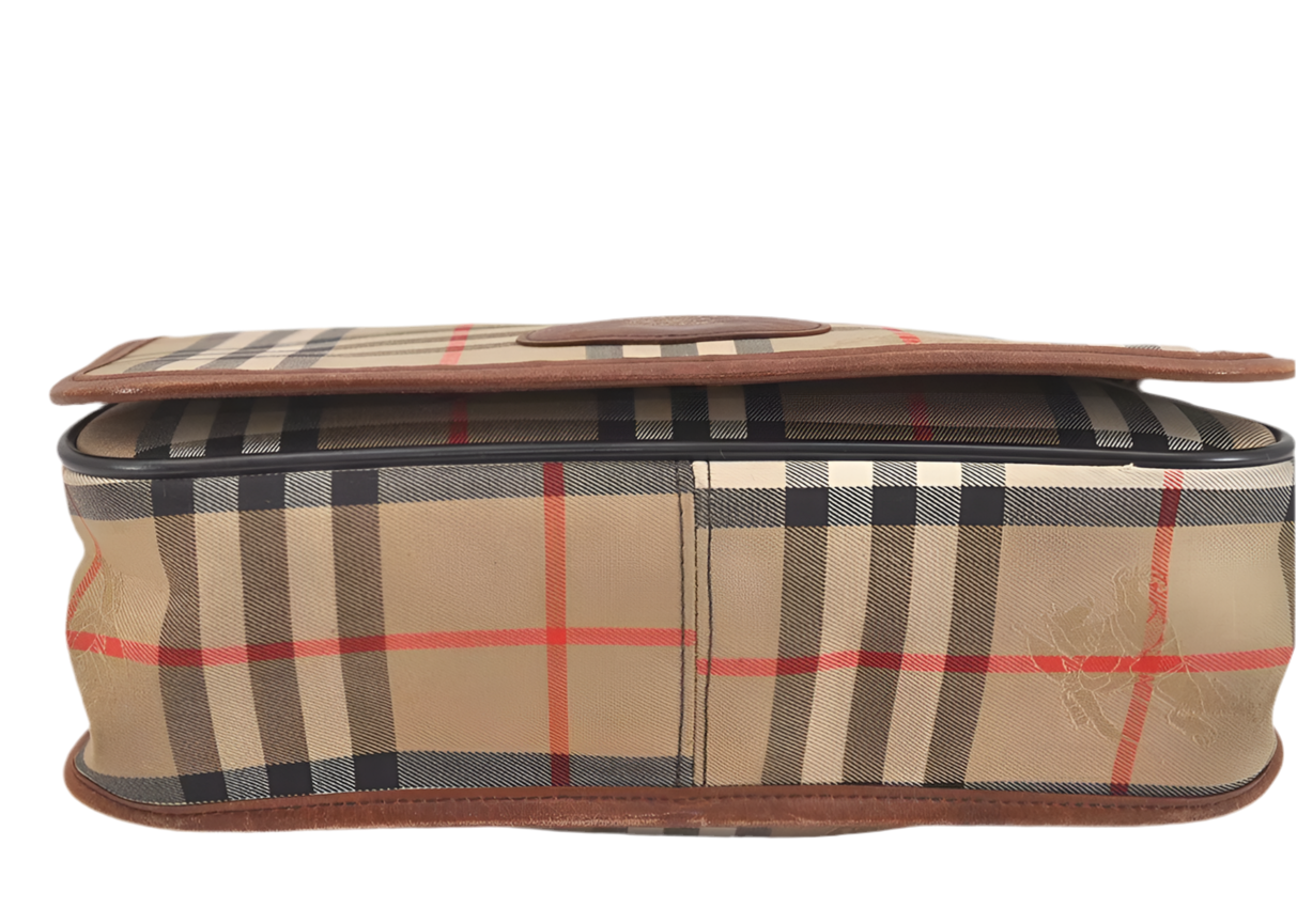 Burberrys Nova Check Shoulder Cross Bag Canvas Leather Vintage Preowned