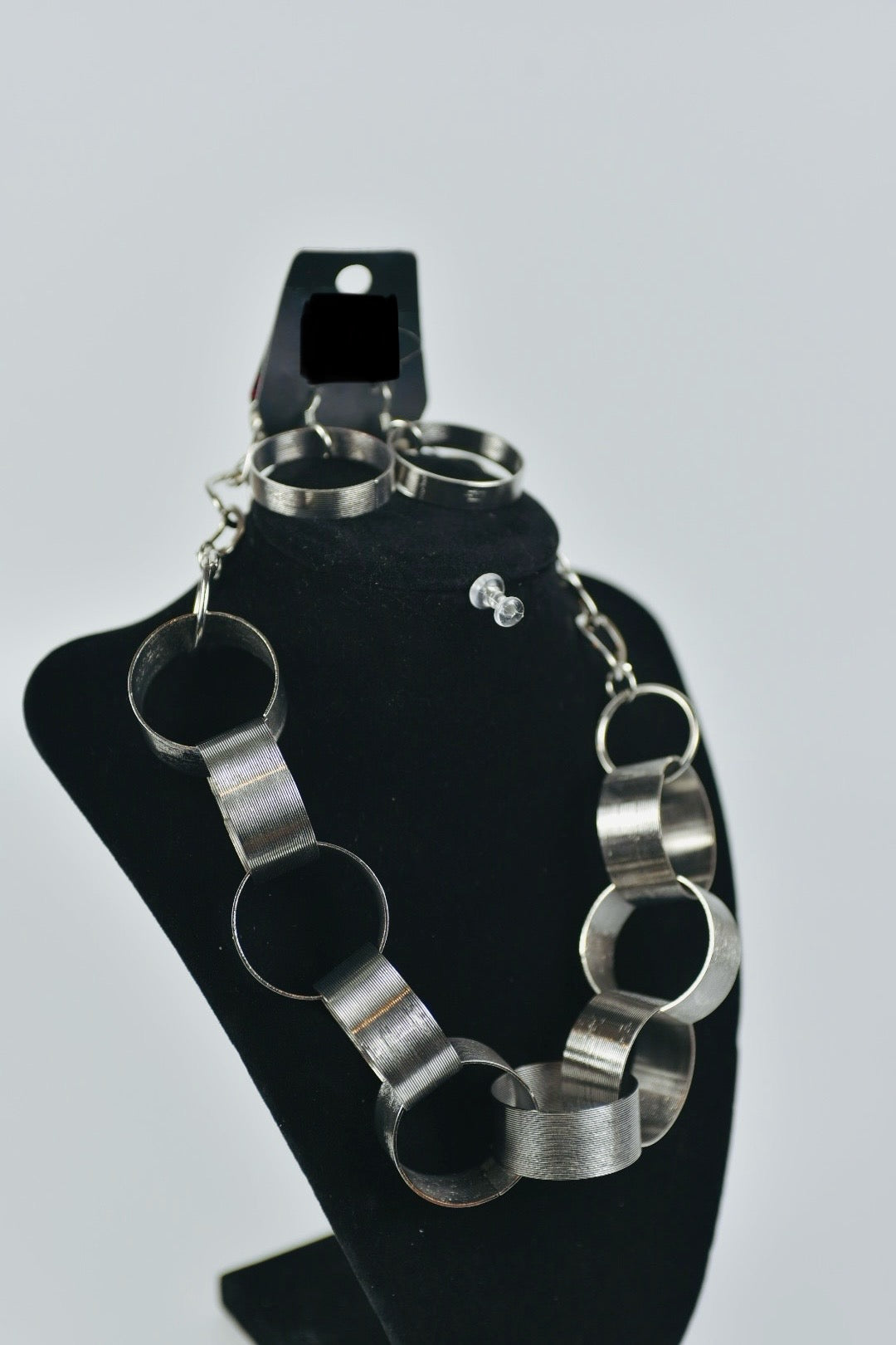Women’s Circle Link Stainless Steel Necklace Earrings Set