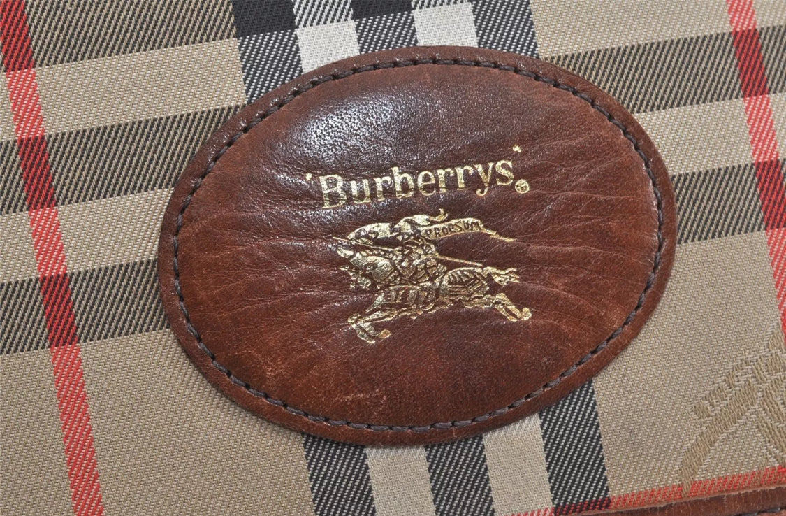 Burberrys Nova Check Shoulder Cross Bag Canvas Leather Vintage Preowned