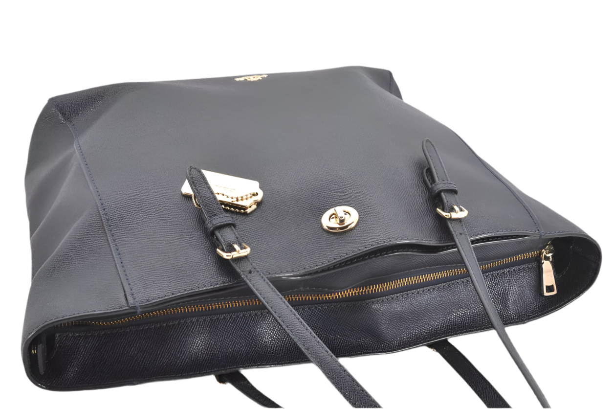 COACH Vintage Shoulder Tote Bag Leather Navy Blue