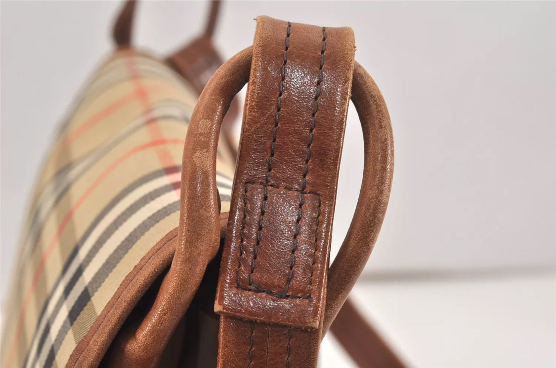 Burberrys Nova Check Shoulder Cross Bag Canvas Leather Vintage Preowned