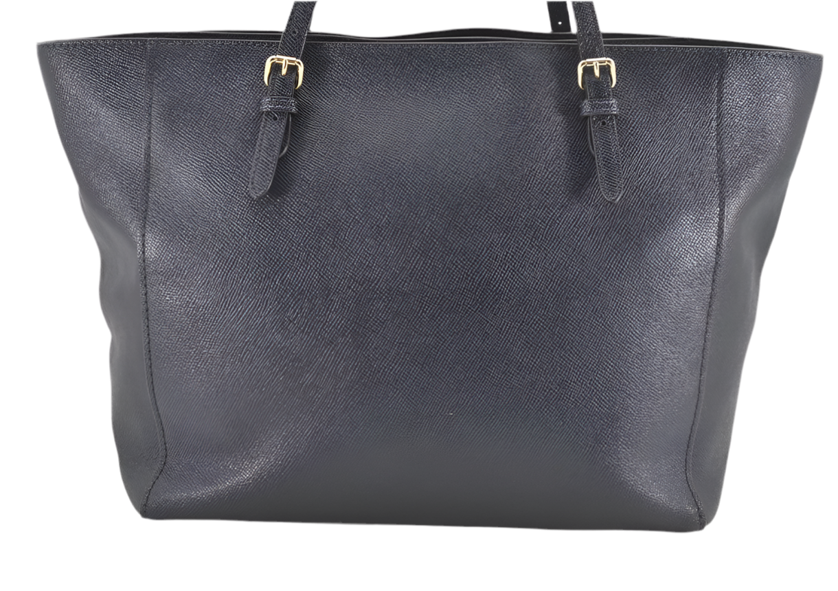 COACH Vintage Shoulder Tote Bag Leather Navy Blue