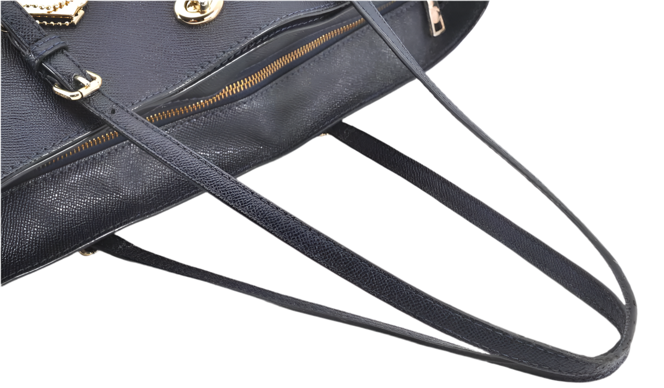 COACH Vintage Shoulder Tote Bag Leather Navy Blue
