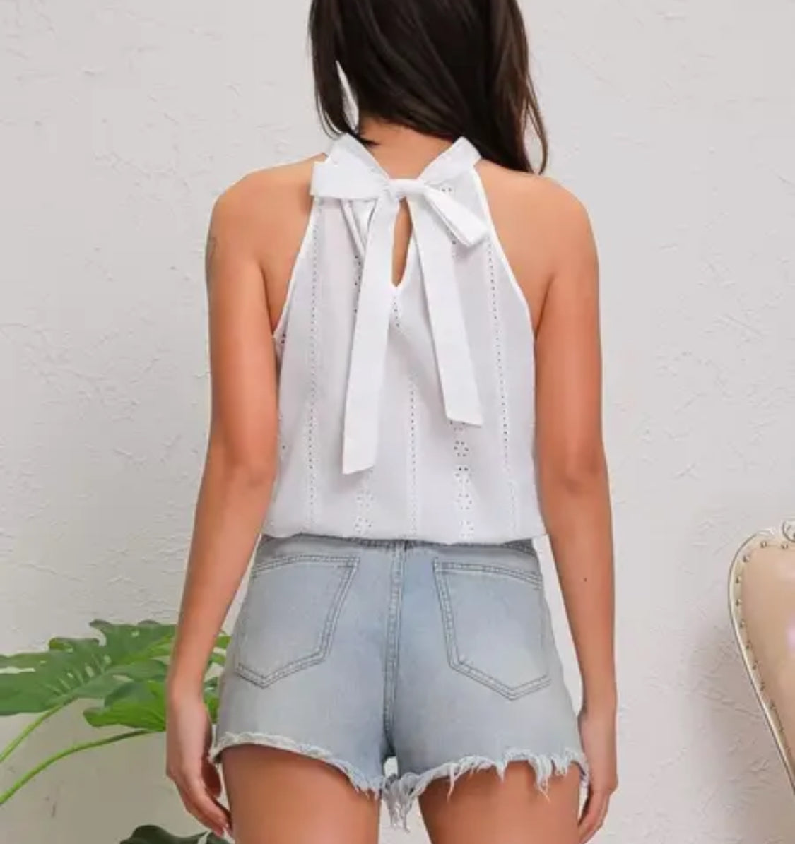 Solid Halter Sleeveless Sleeveless Blouse