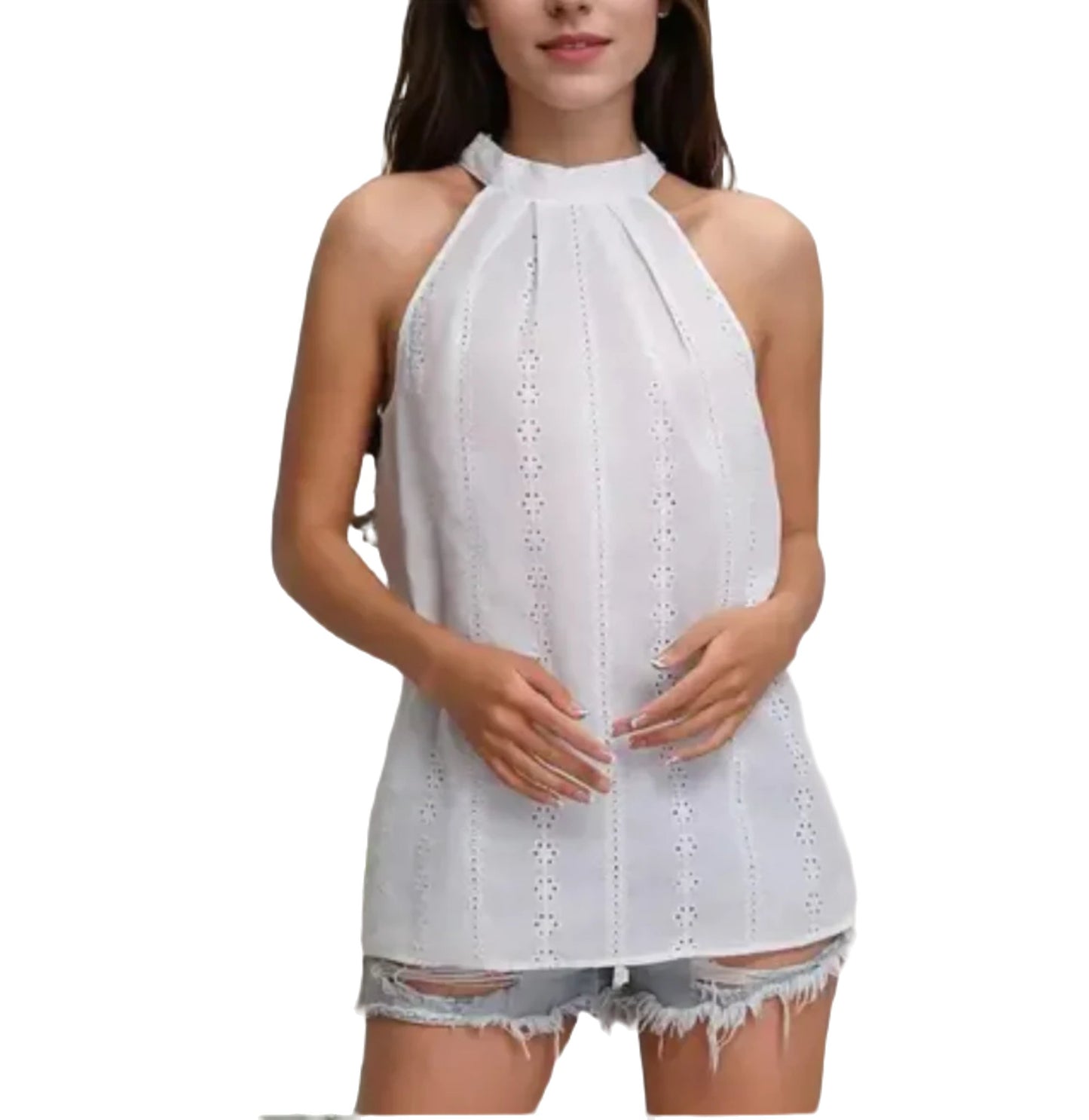 Solid Halter Sleeveless Sleeveless Blouse