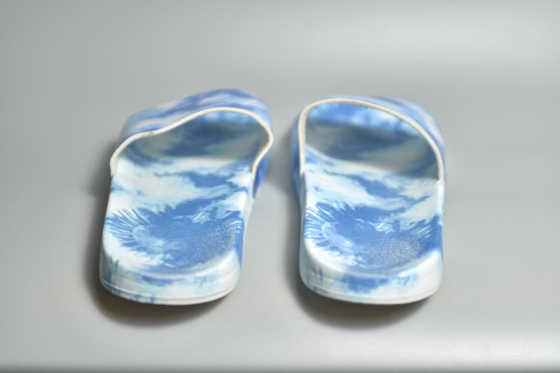 Blue tie dye slides men’s size
