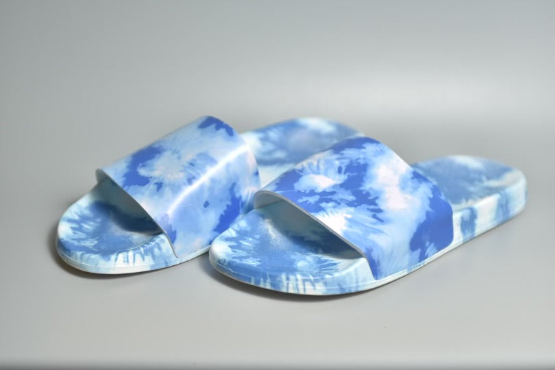 Blue tie dye slides men’s size