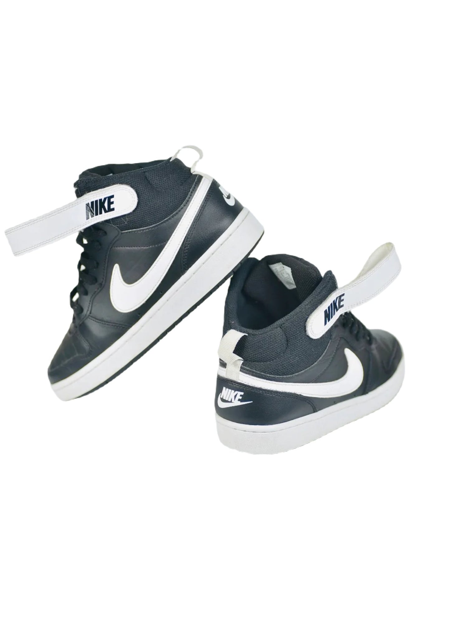 NIKE Court Borough Mid 2 Kids Size 6Y BASKETBALL Shoes Black/White
