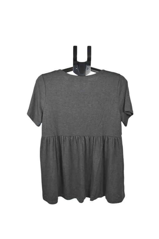 Plus Size Solid Notched Regular Sleeve Short Sleeve T-shirt