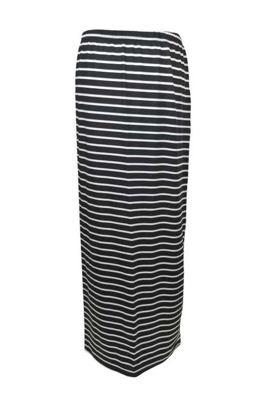 Striped Medium Rise Elastic Waist Skirt