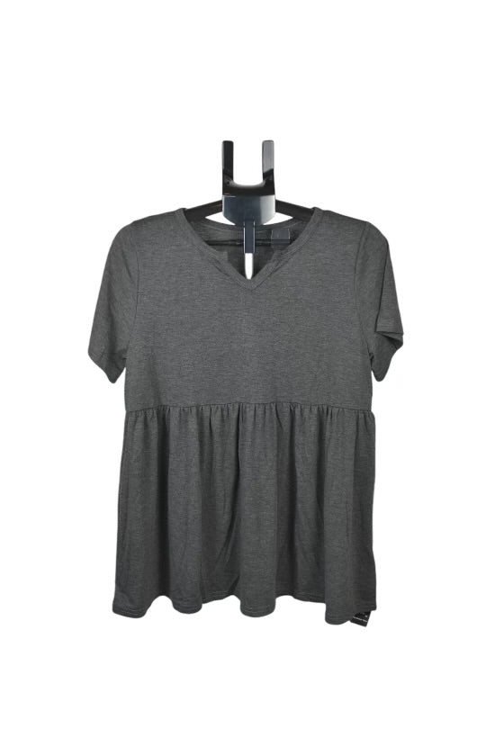 Plus Size Solid Notched Regular Sleeve Short Sleeve T-shirt