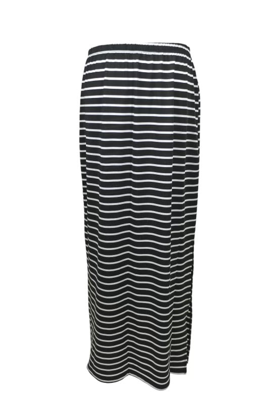 Striped Medium Rise Elastic Waist Skirt