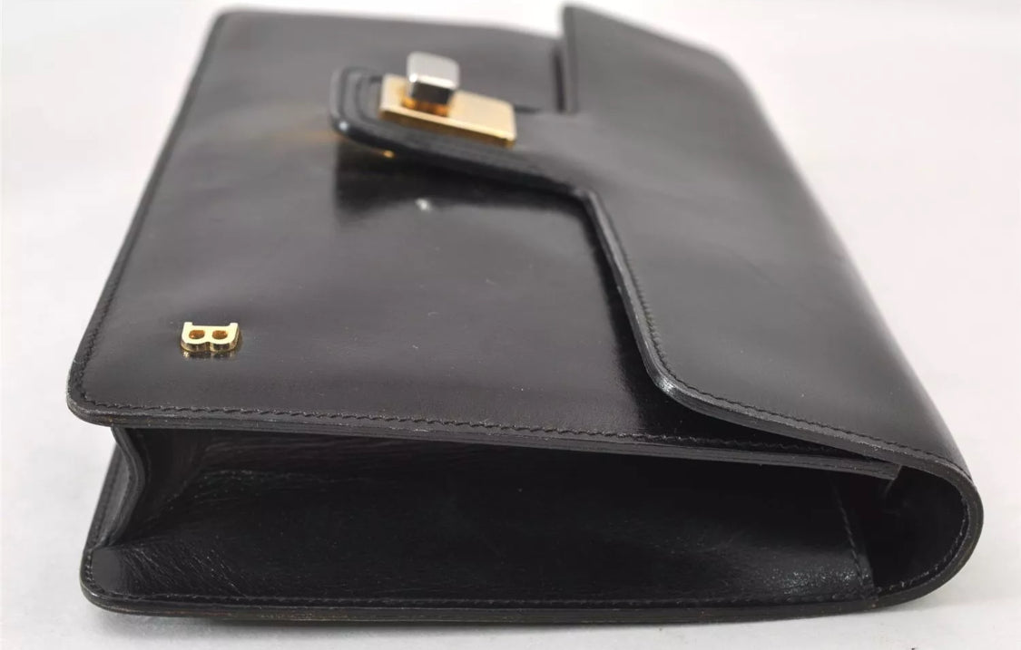 BALLY Vintage Leather 2Way Clutch Shoulder Bag