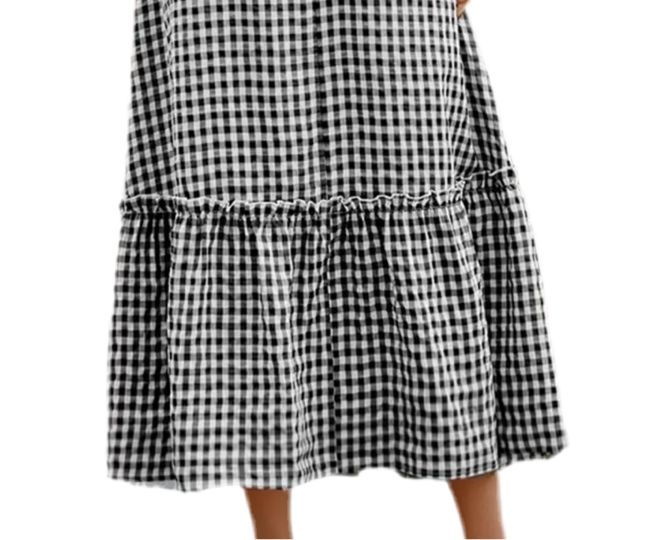 Women Scottish Plaid Lace-up Strapless Sleeveless A-line Dress