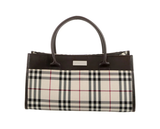 Burberry
Leather-Trimmed Horizontal Tote