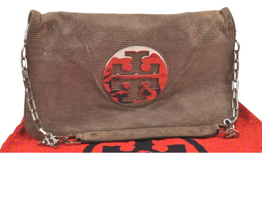 TORY BURCH                   Chain Shoulder Bag Suede Leather Gray