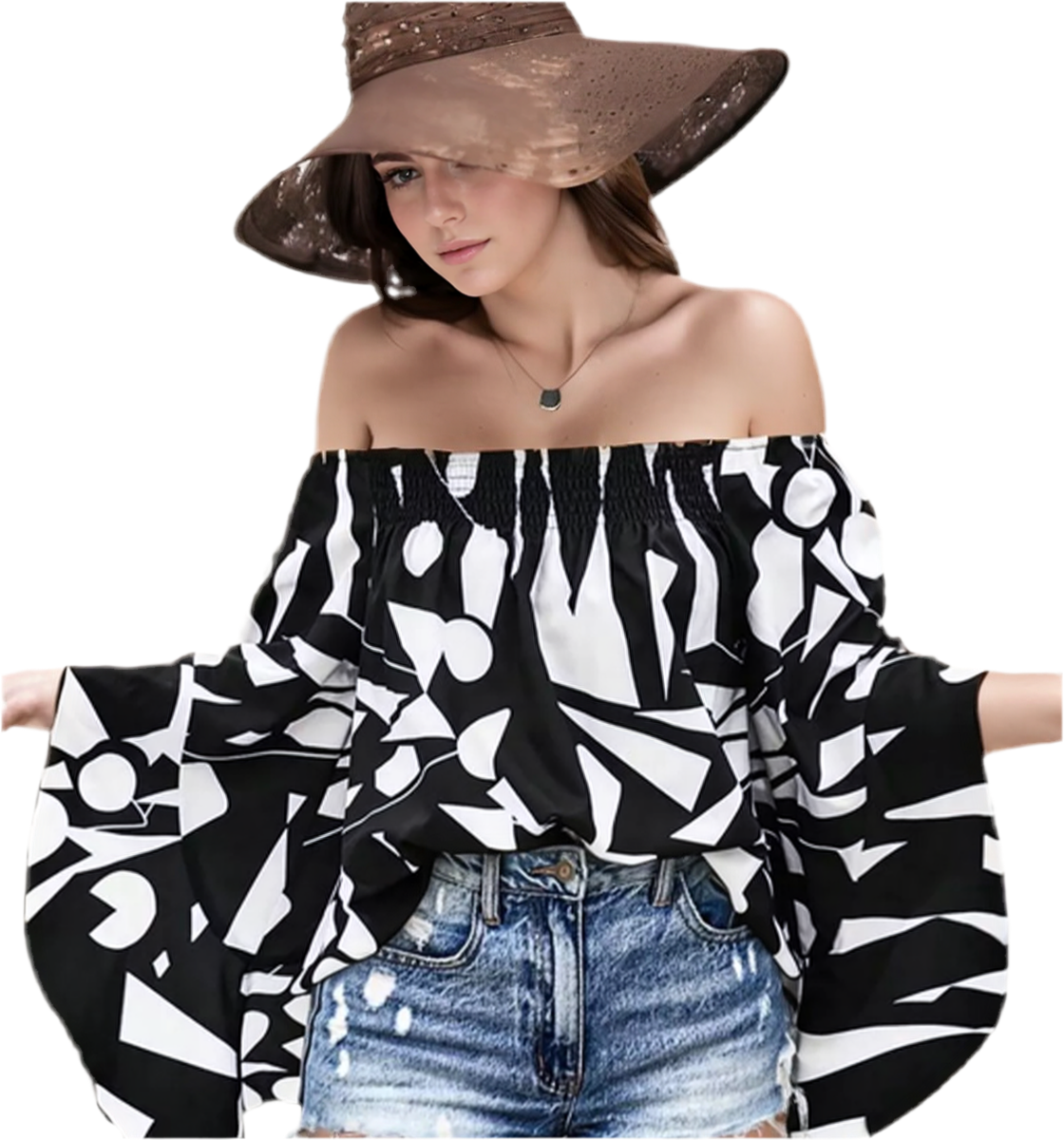 Boho Style Off Shoulder Flare Blouse