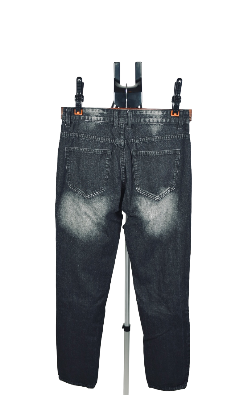 Black bleached distress denim jeans