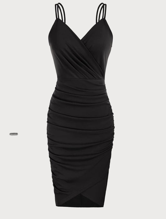 Black Solid Pencil Dress