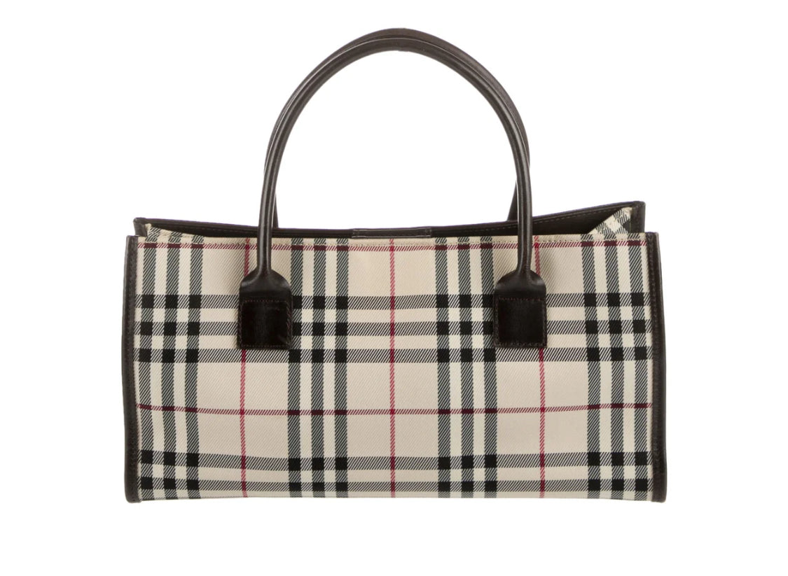 Burberry
Leather-Trimmed Horizontal Tote