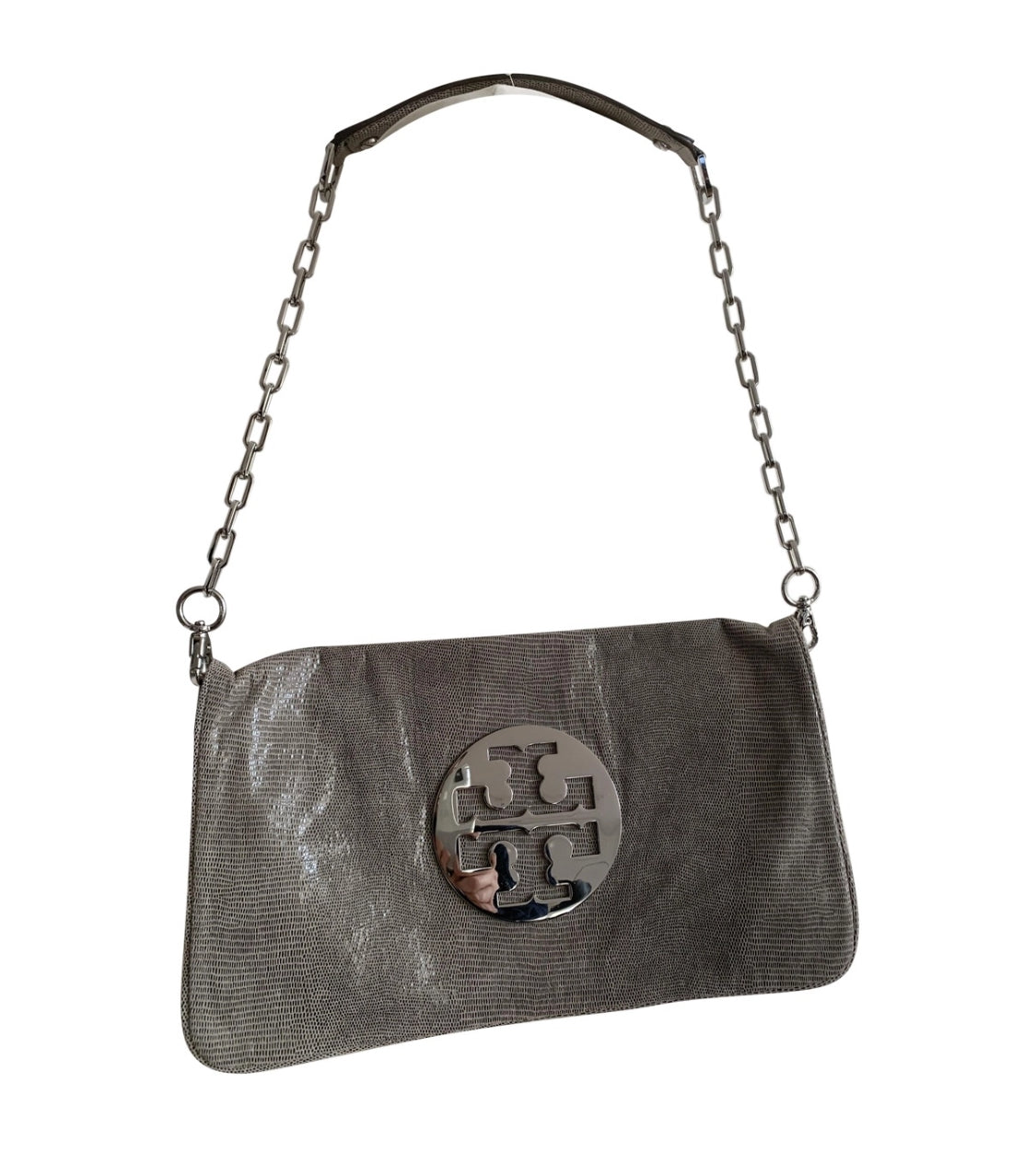 TORY BURCH                   Chain Shoulder Bag Suede Leather Gray