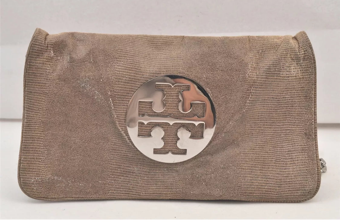 TORY BURCH                   Chain Shoulder Bag Suede Leather Gray