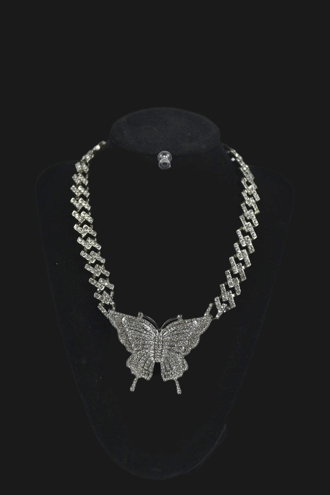 Fashion Silver Butterfly Cuban Link Necklace