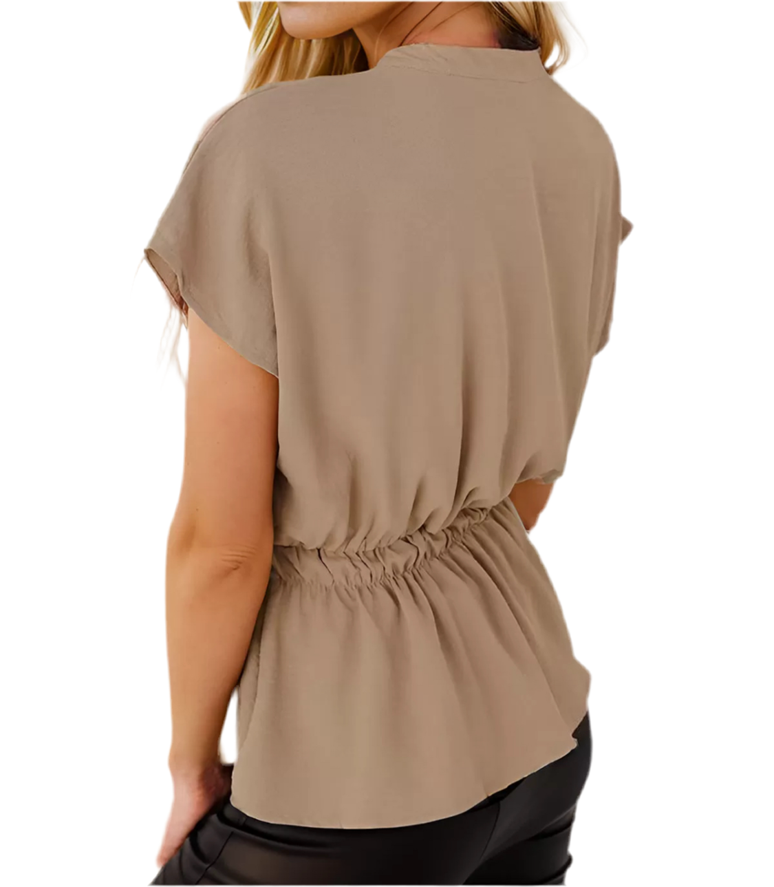 Wrinkle V-neck Short Sleeve Blouse Women