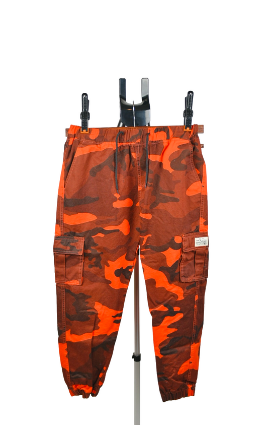 Orange camo cargo pants