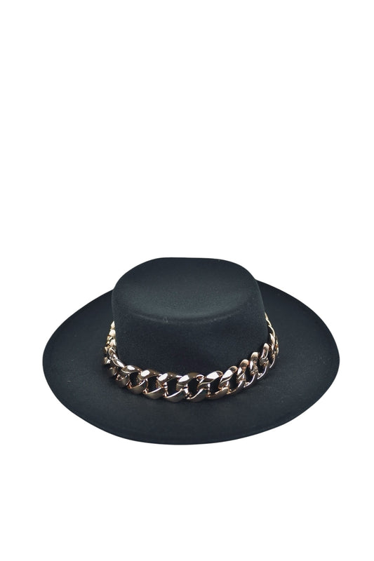 Forever 21 felt hat with Cuban link chain