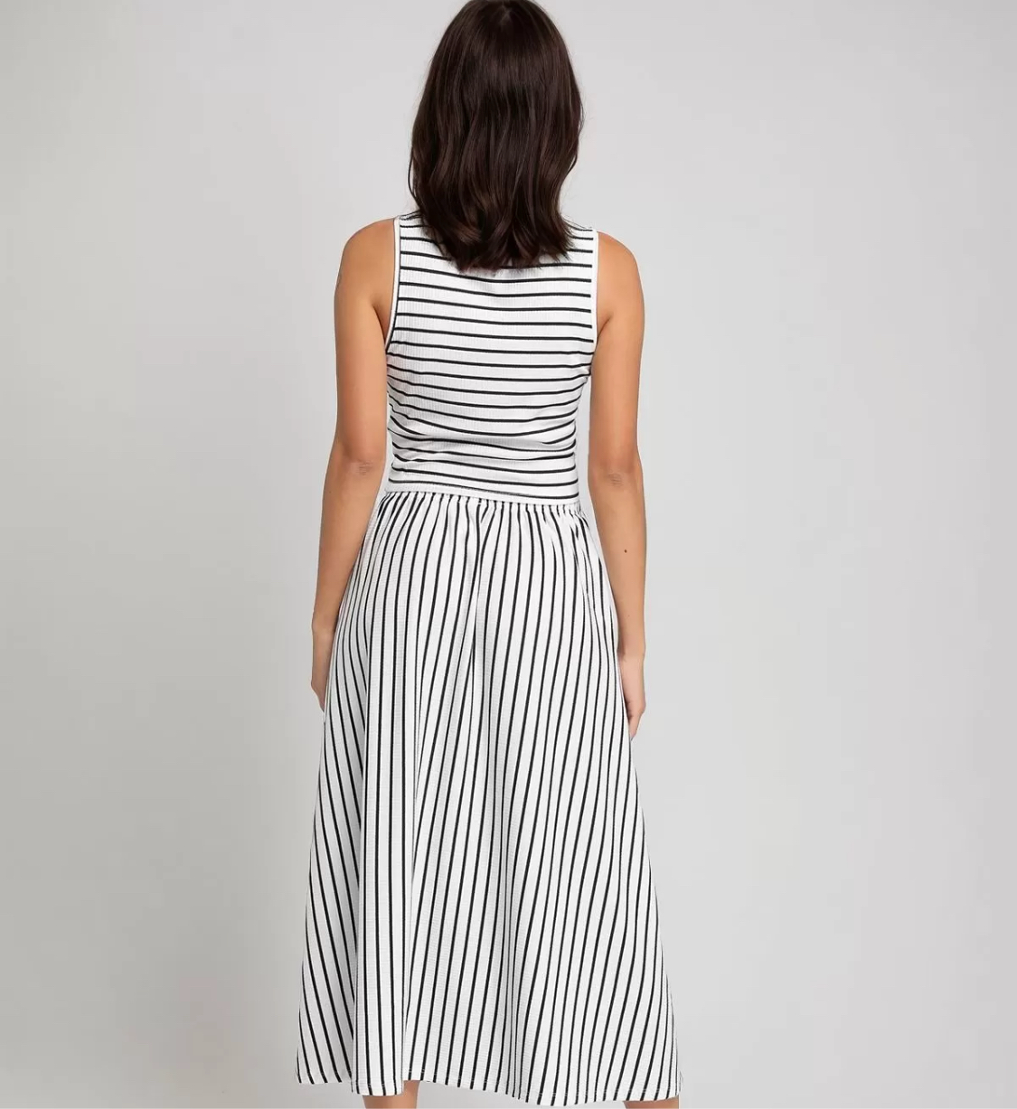 Striped Round Neck Tank & Striped Skirt