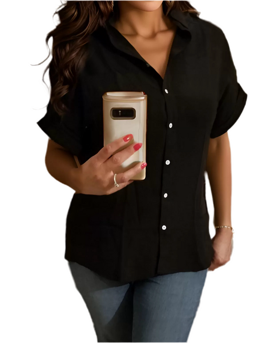 Black Short Sleeve Blouse