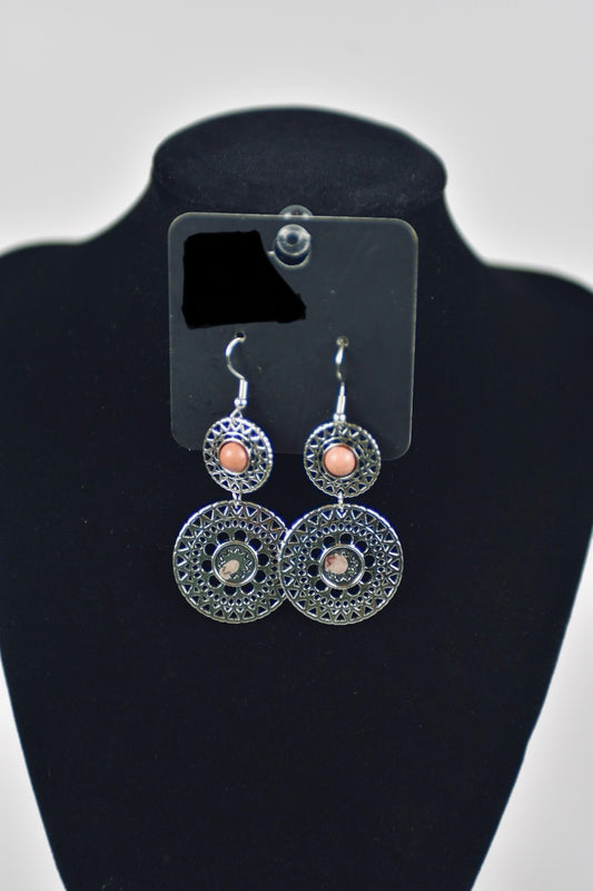 Silver Fashion Earrings With Colored Pearl Design