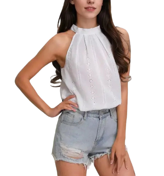 Solid Halter Sleeveless Sleeveless Blouse