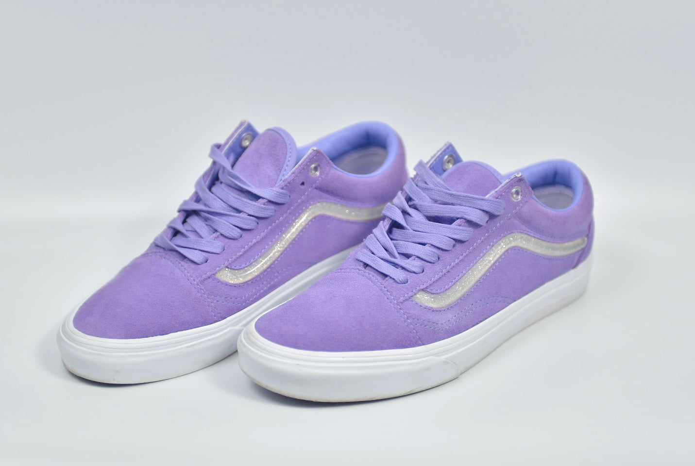 Vans Shoes Women’s Old-School Vans Authentic Low Top Classic 6 Purple Glitter Liner Size 8